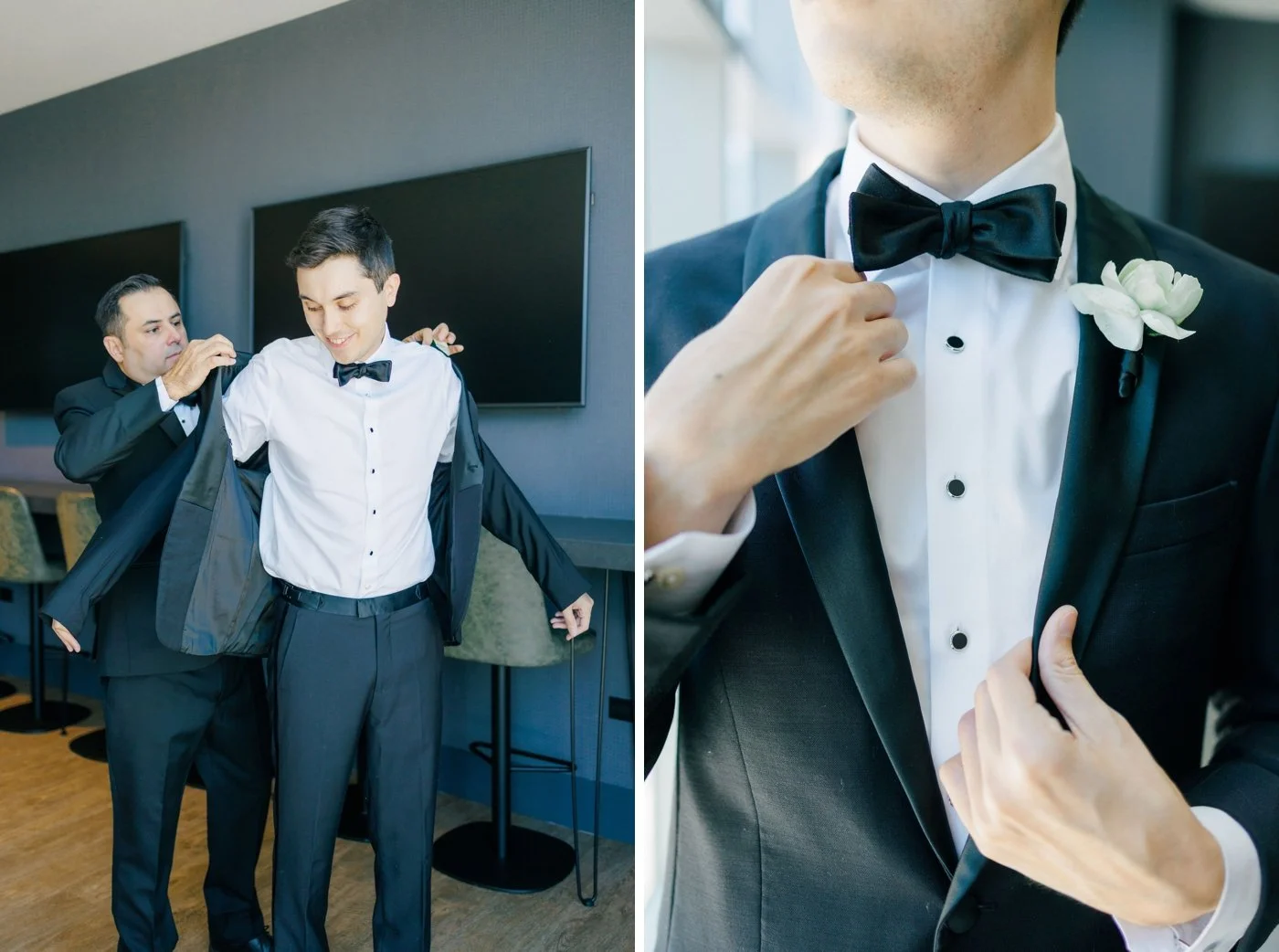Groom getting ready for his Adler Planetarium wedding