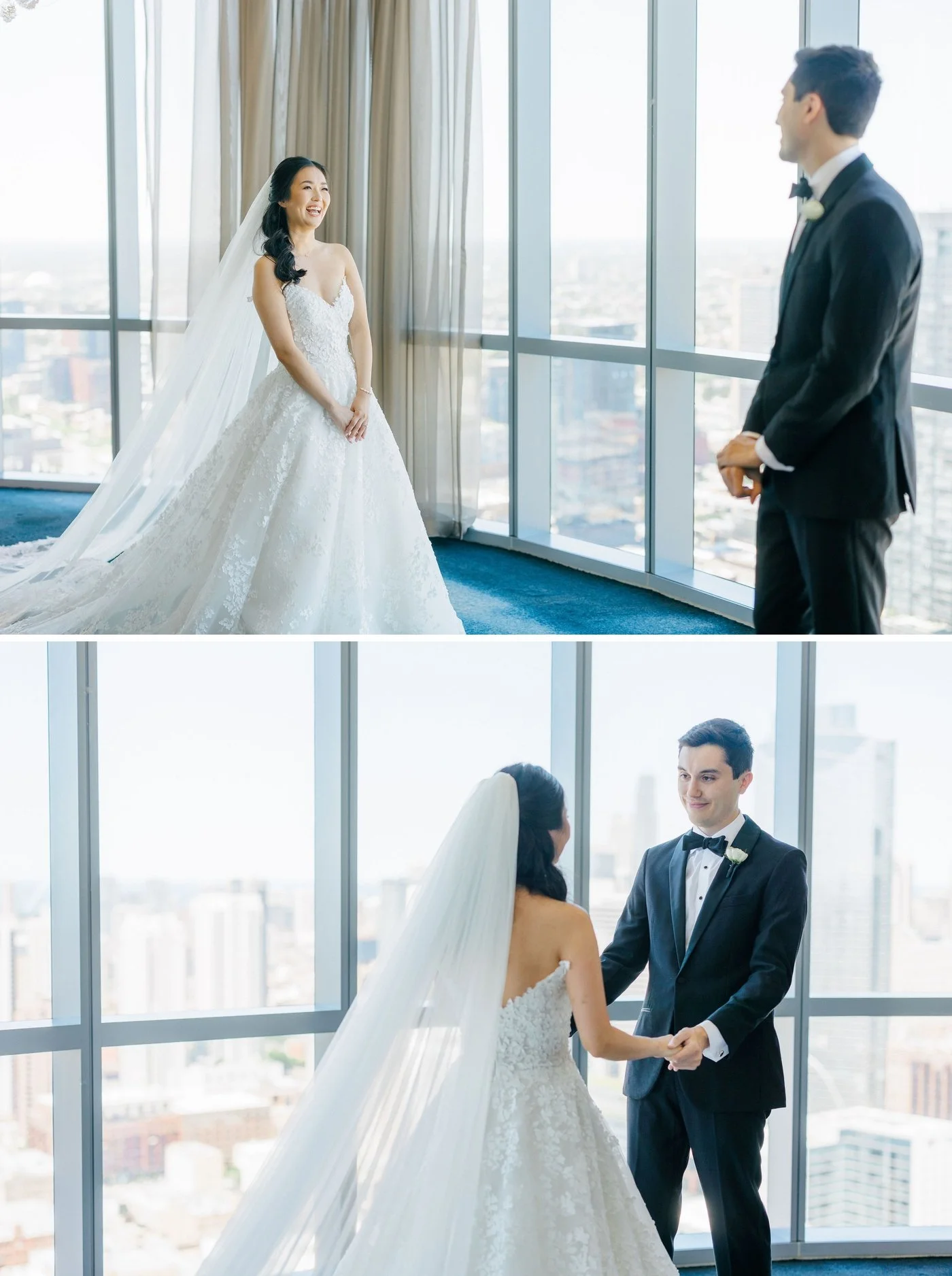 First look for a Chicago wedding