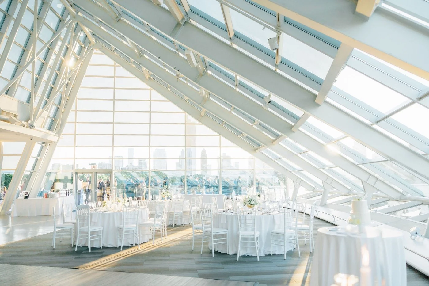 Adler Planetarium wedding with white and gold decor