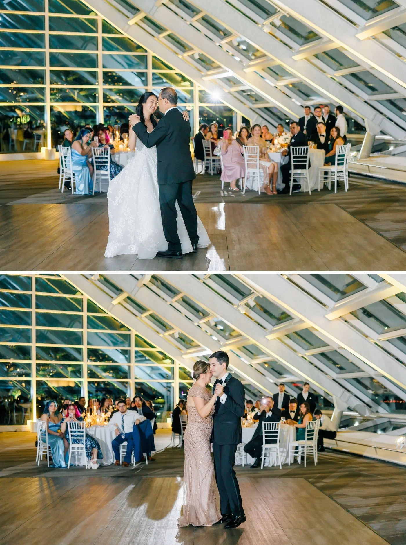 Parent dances at an Adler Planetarium wedding