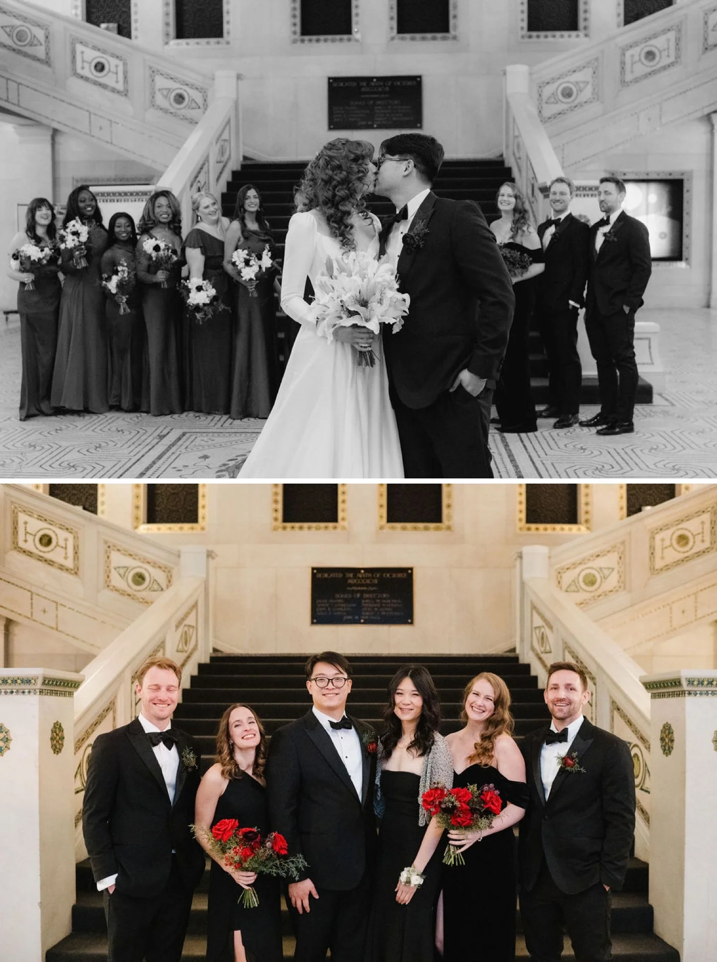Bridal party portraits at the Chicago Cultural Center