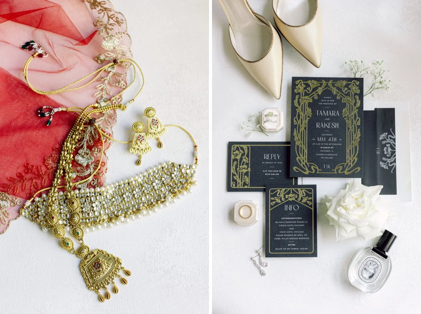 Traditional gold jewelry for an Indian wedding
