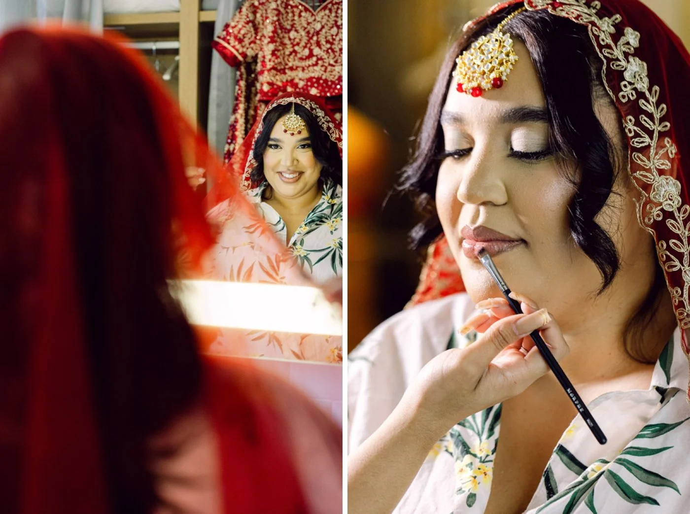 Bride getting ready for her wedding at Wildman BT