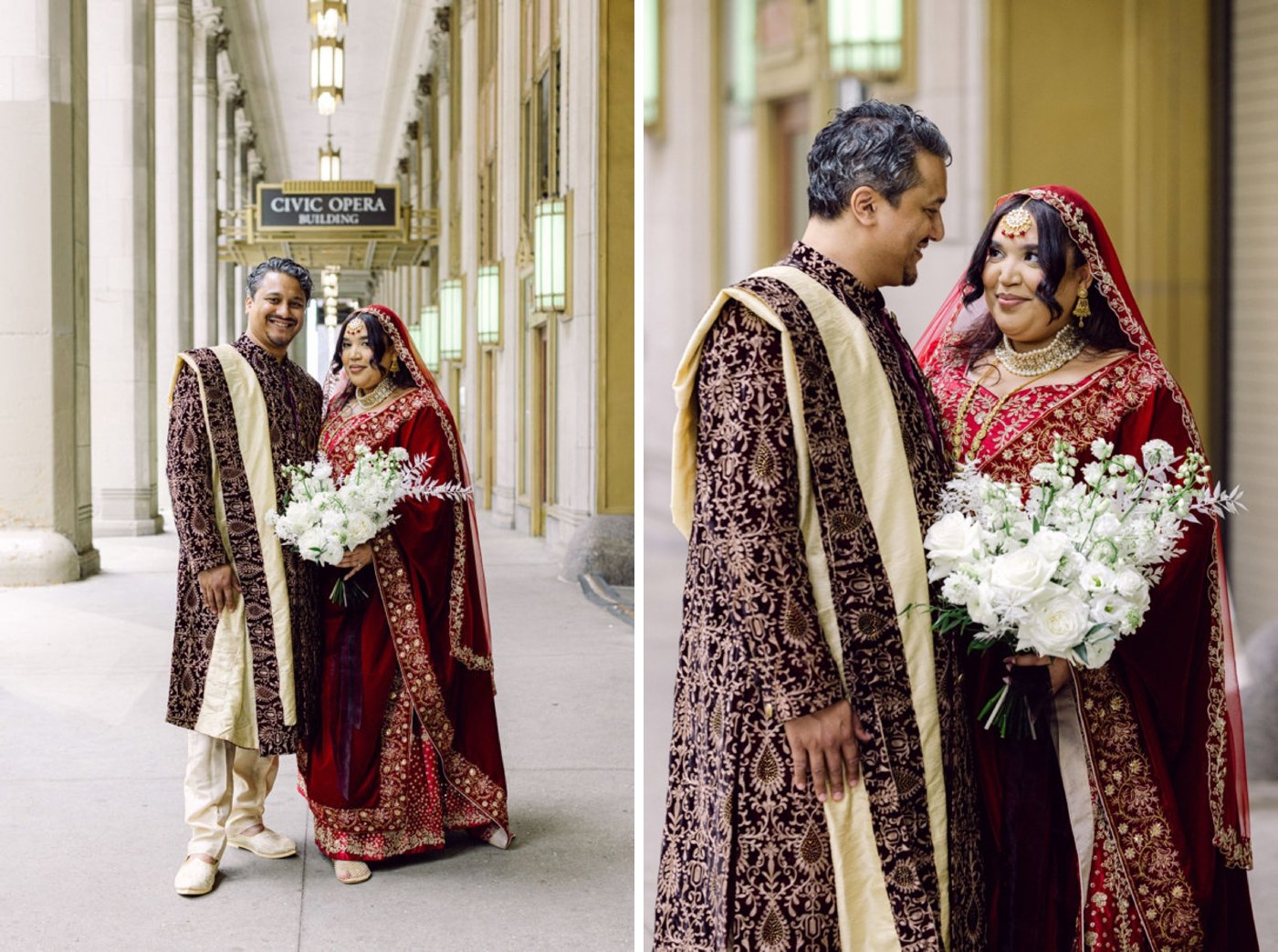 Bridal portraits at the Civic Opera Building in Chicago