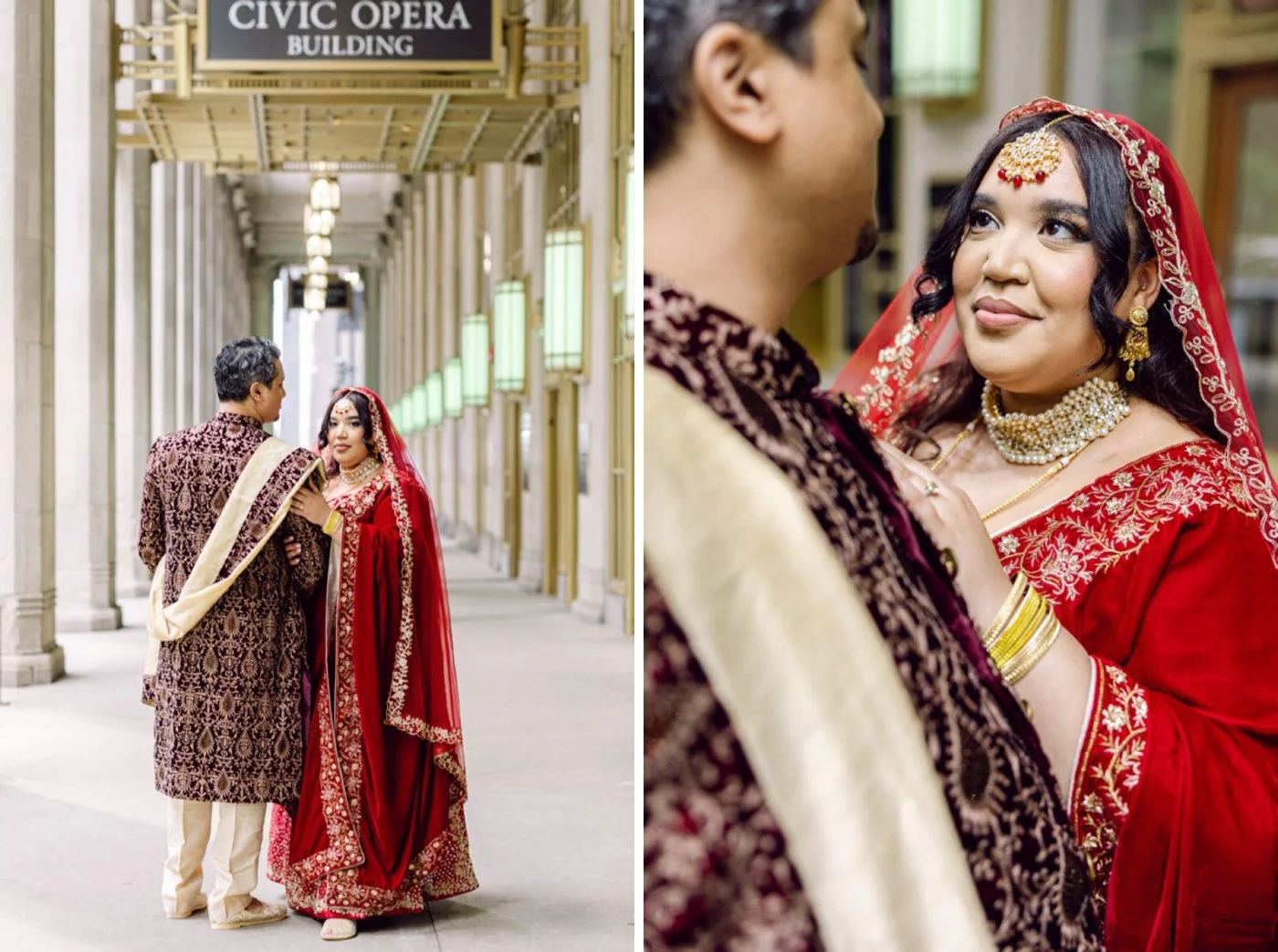 Bridal portraits at the Civic Opera Building in Chicago