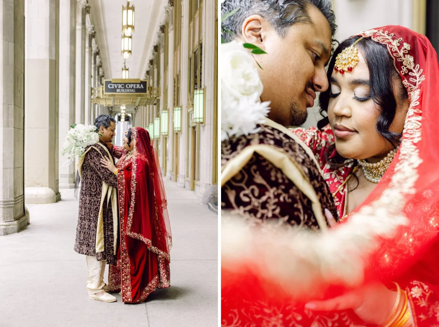 Bridal portraits at the Civic Opera Building in Chicago