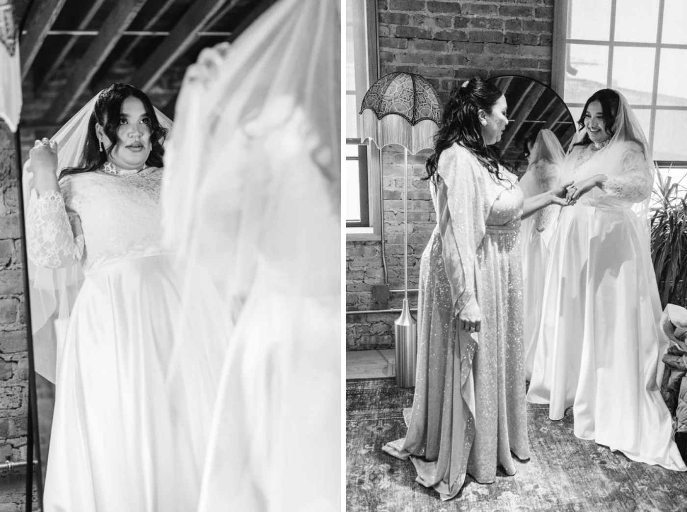 Indian bride changing into a Western bridal gown for her reception