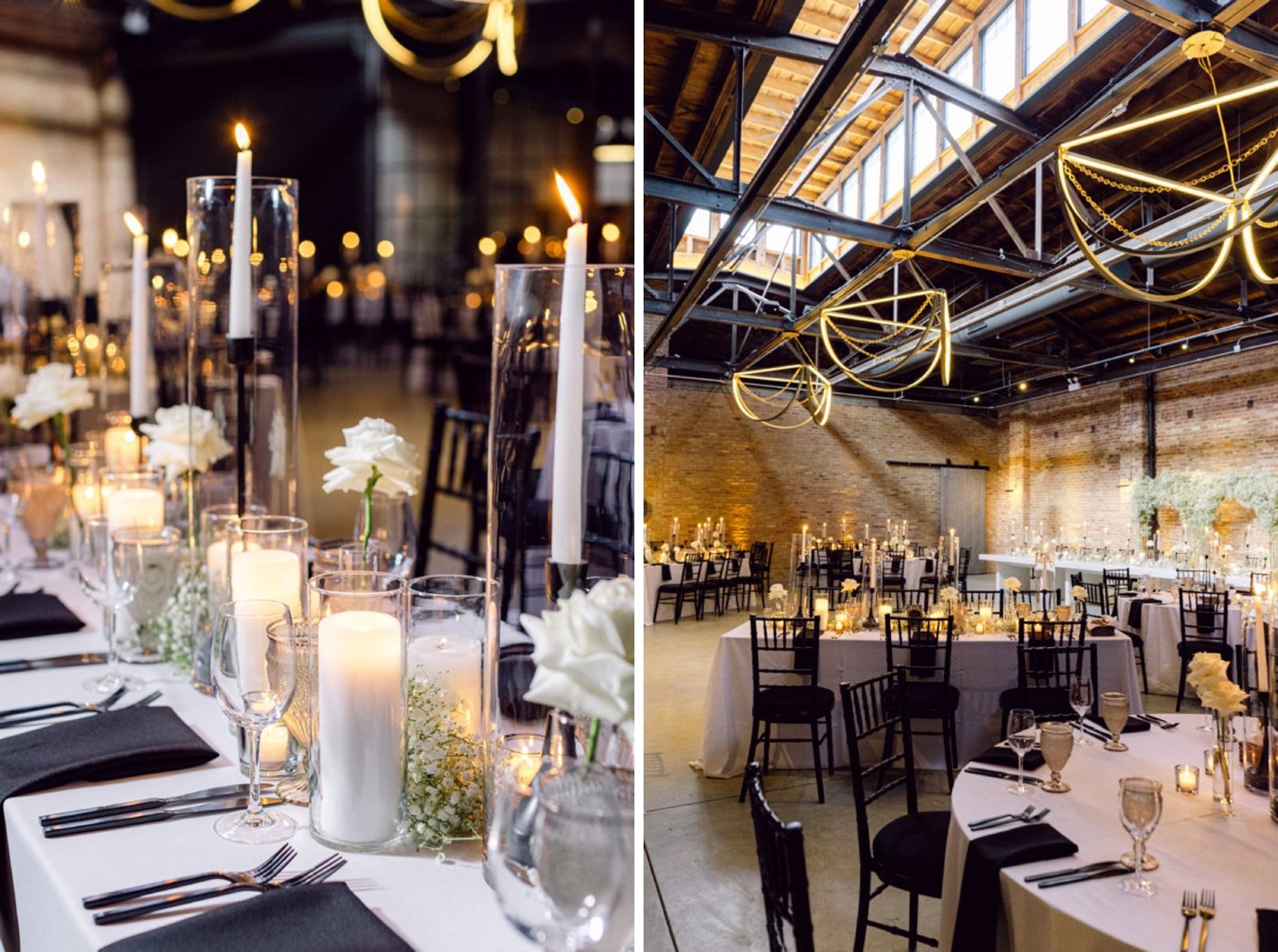 Black and white elegant wedding decor