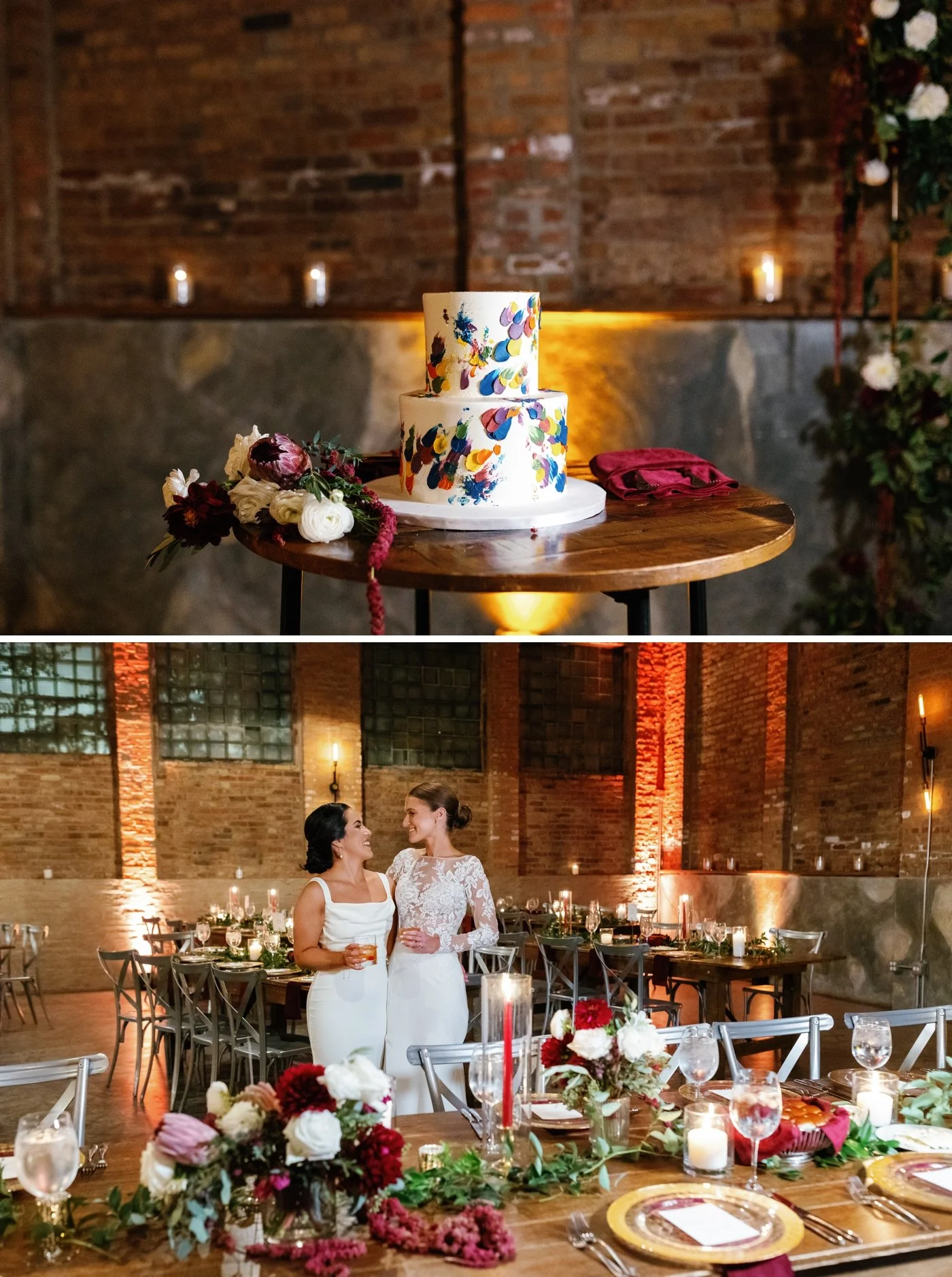 Rainbow palette cake for a Chicago LGBT wedding