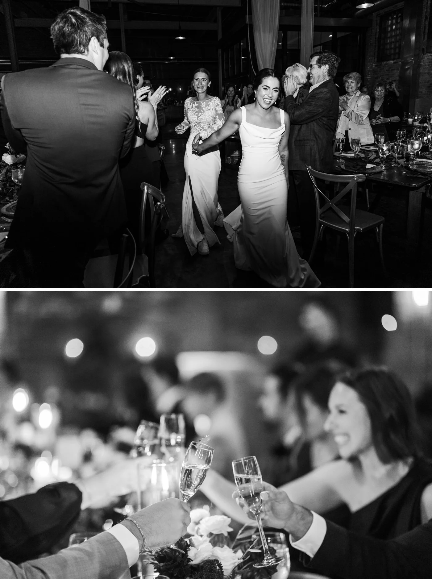 Brides entering their wedding reception at Fairlie Chicago