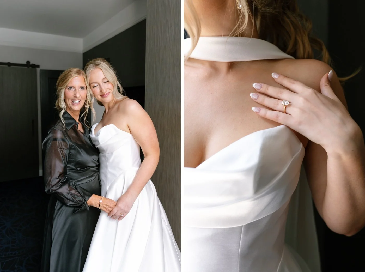 Bride getting ready for her wedding at the Kimpton Gray Hotel