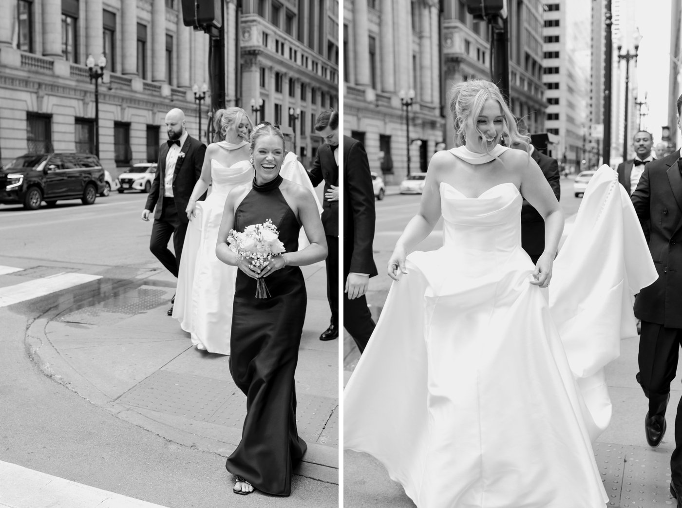 Bridal party portraits in downtown Chicago