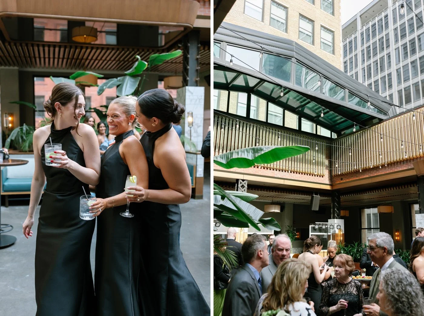 Cocktail hour at Boleo for a downtown Chicago wedding