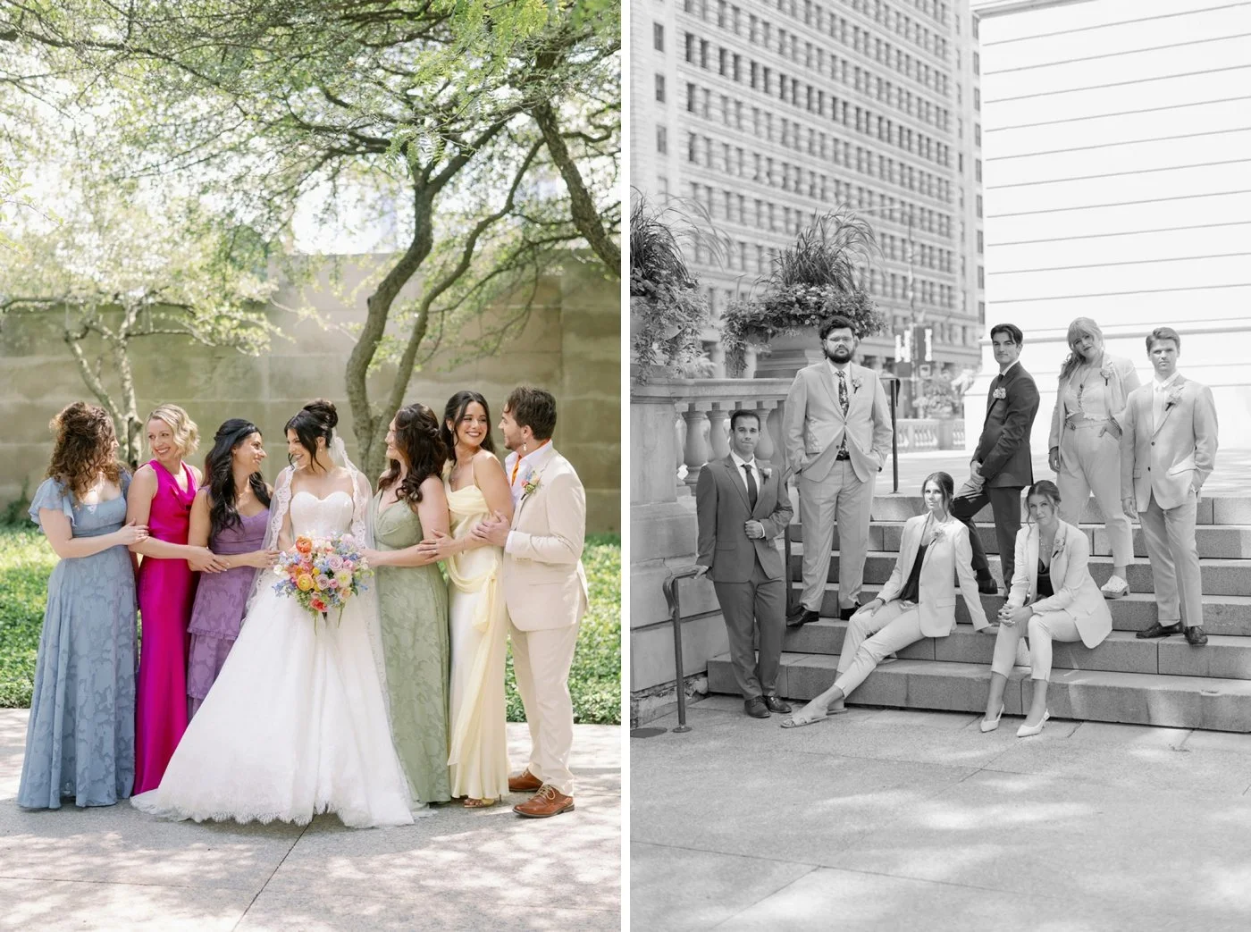 Bridal party portraits in Downtown Chicago