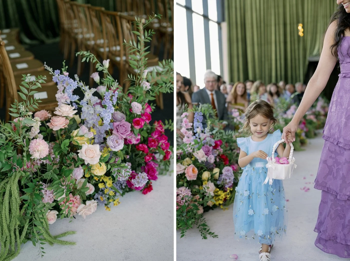 Colorful floral meadow aisle by Yanni Design Studio
