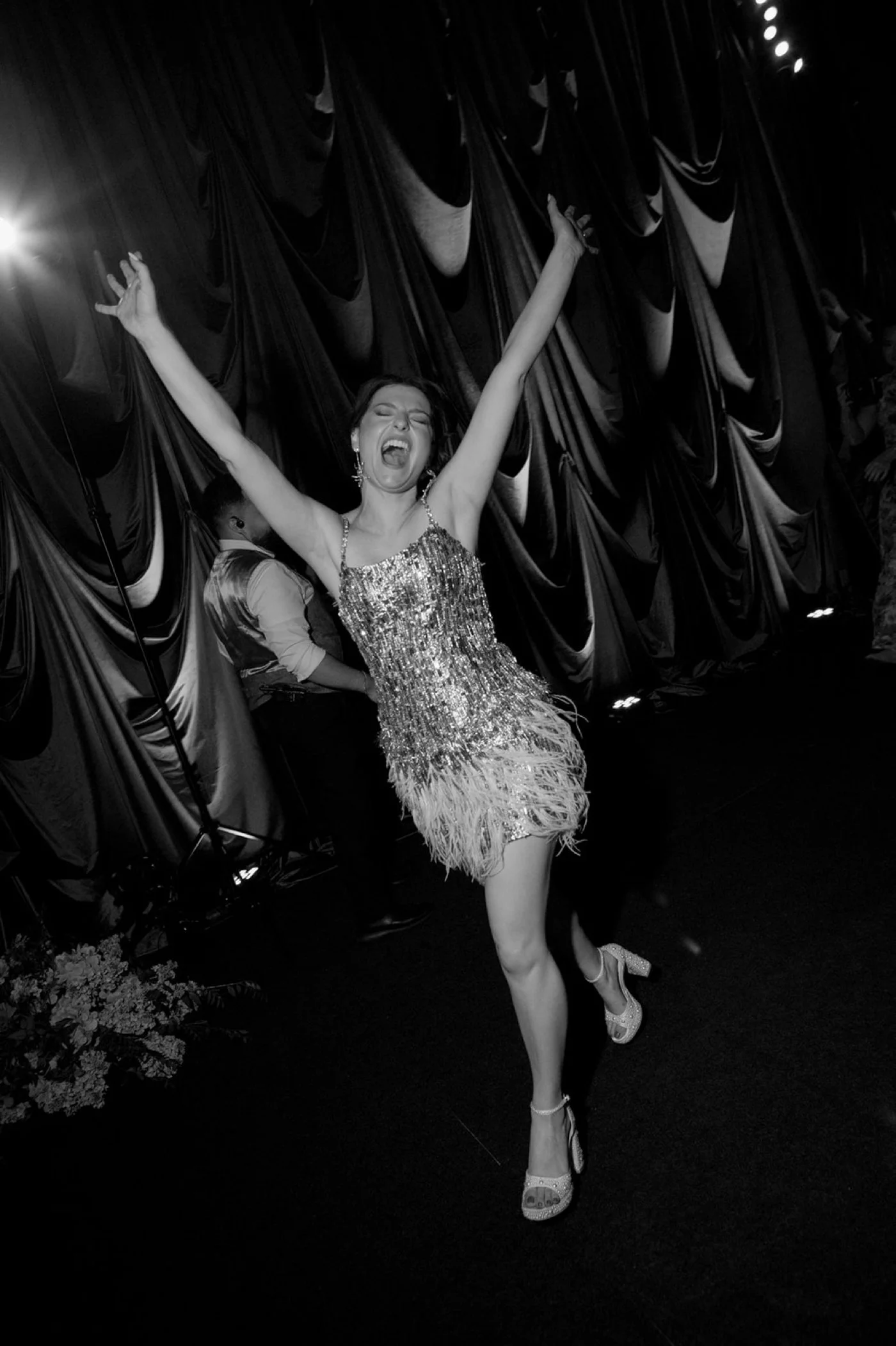 Bride entering reception in her second dress