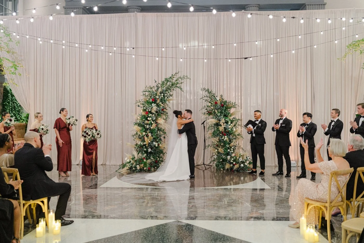 Wedding ceremony in the Winter Garden at the Harold Washington Library
