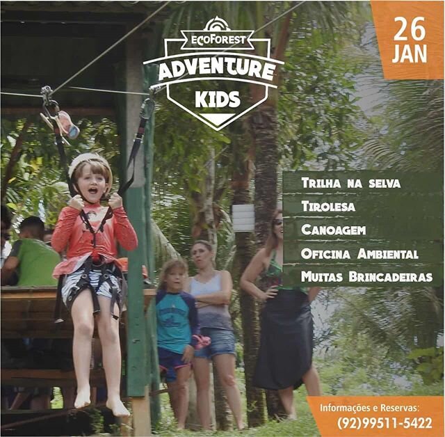 Hora de tirar a crian&ccedil;ada do mundo virtual pra curtir o finalzinho das f&eacute;rias da melhor forma, com muita aventura e divers&atilde;o em nosso parque de aventura, em mais uma edi&ccedil;&atilde;o do Adventure Kids! N&atilde;o perde!!! 🌴?