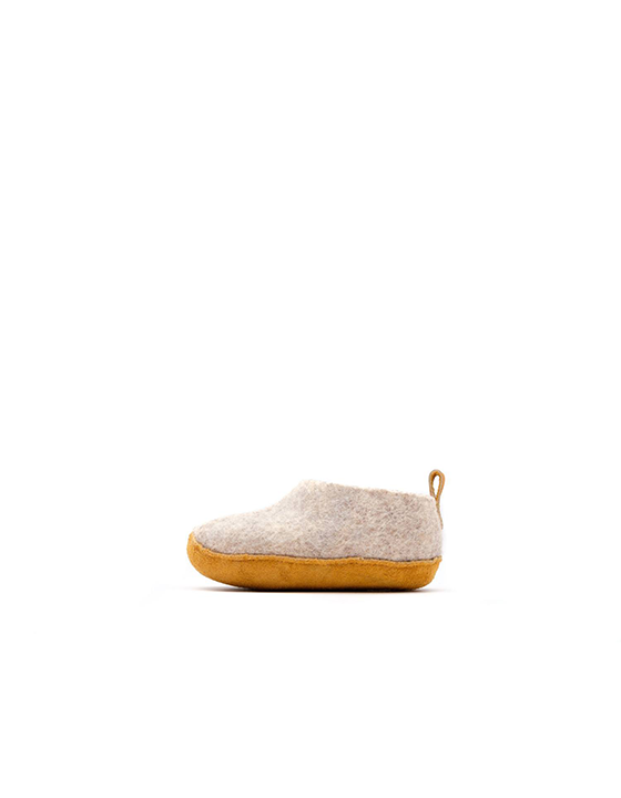 HANDMADE NATURAL WOOL KID FELT SLIPPER £35 Edge and Company 