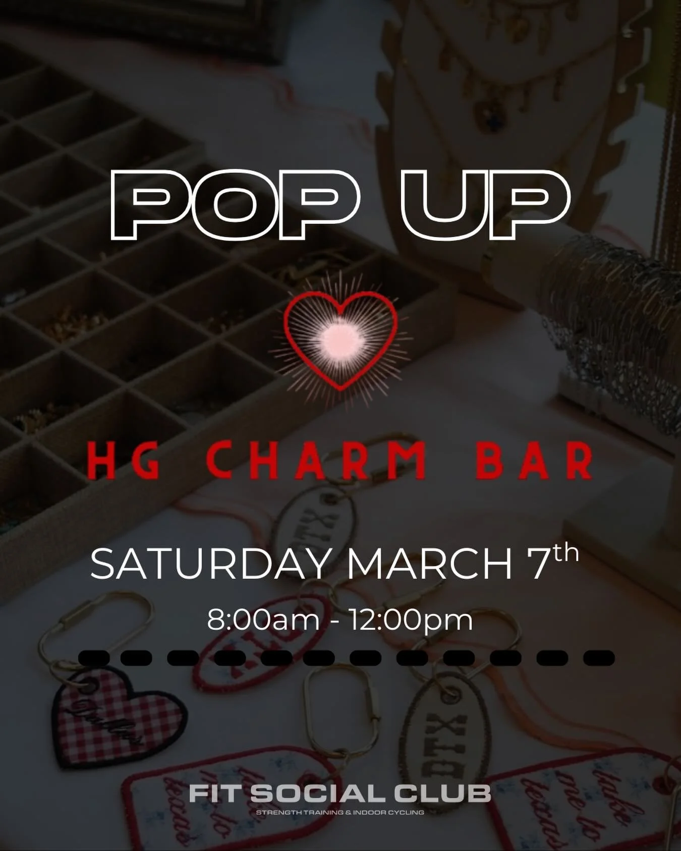 Saturday March 7th!!! Come sweat and shop with the local cuties of @hgcharmbar ! 🛍️🌟🧿🌵(Dallas location!) 

Is there a better way to start a rainy Saturday than a workout and retail therapy? We think not&hellip;.