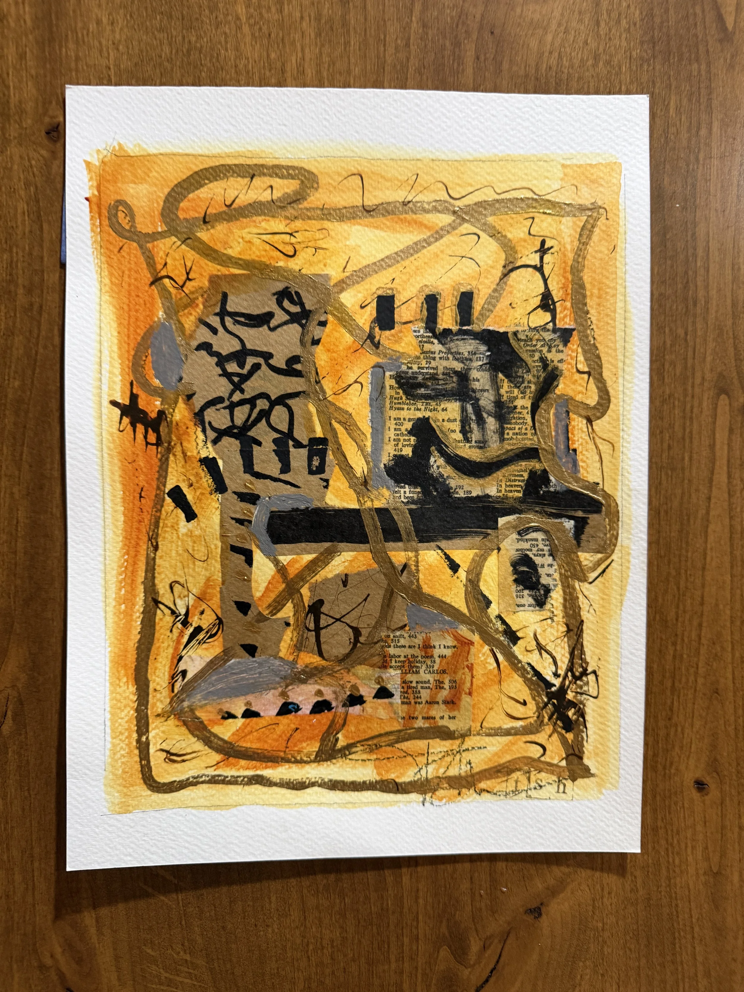 Coffee Talk I - 9 x 12 abstract collage
