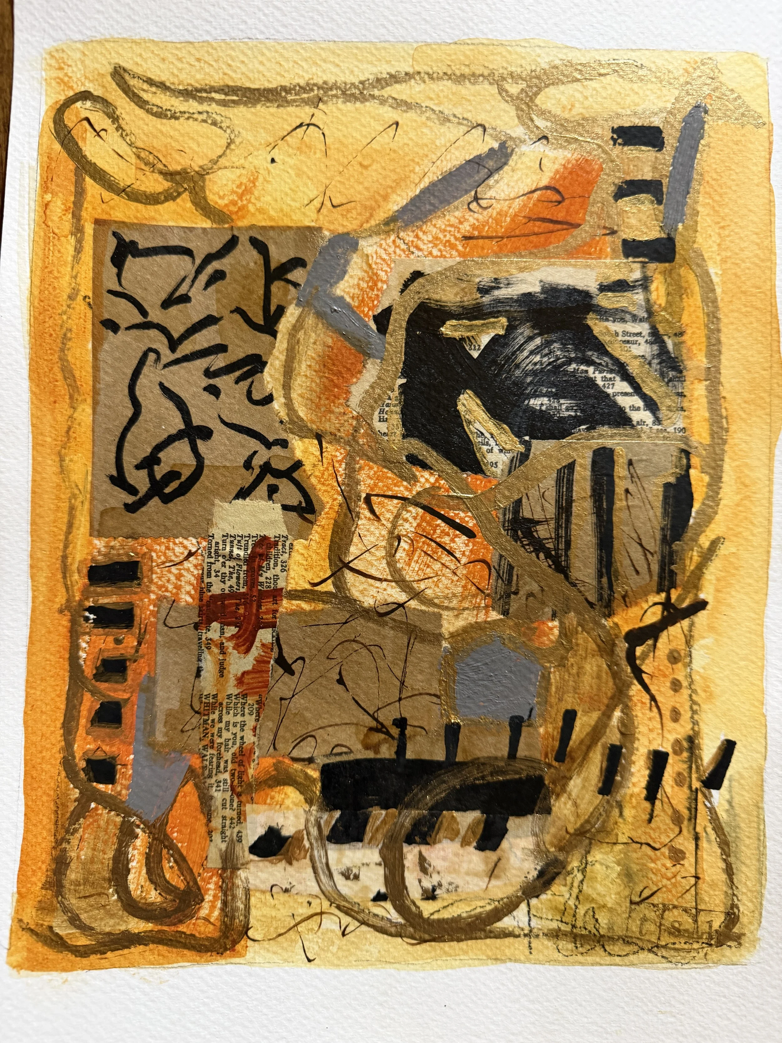 Coffee Talk III - 9 x 12 abstract collage artwork by (c)artbytsh