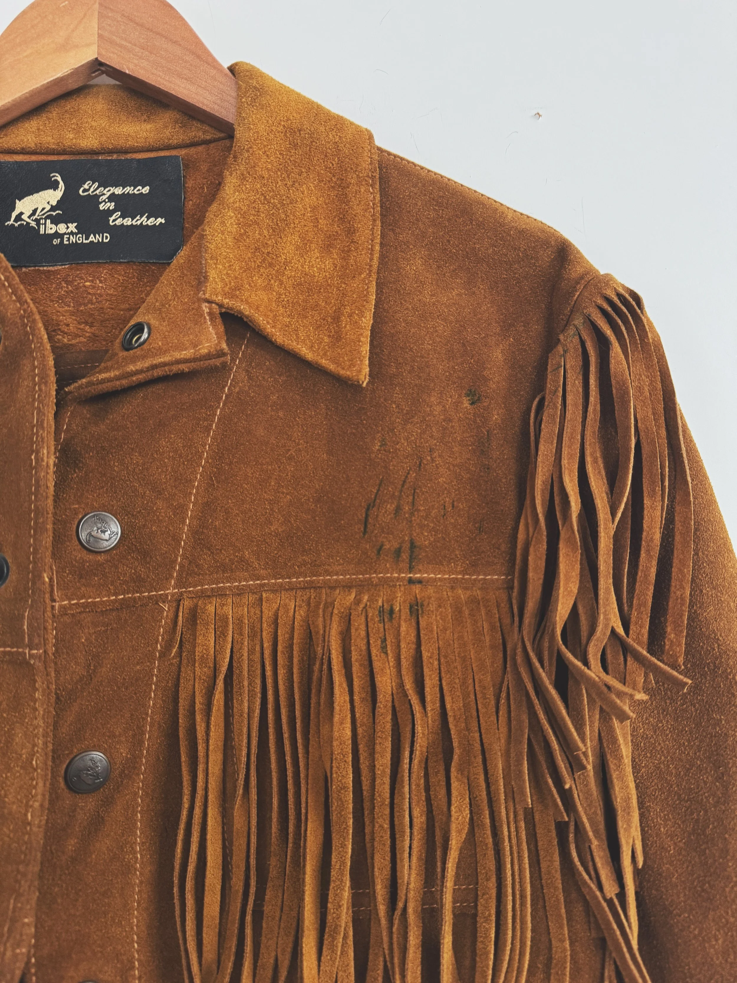 Tobacco Fringe Ibex Suede Jacket — SOSOSO