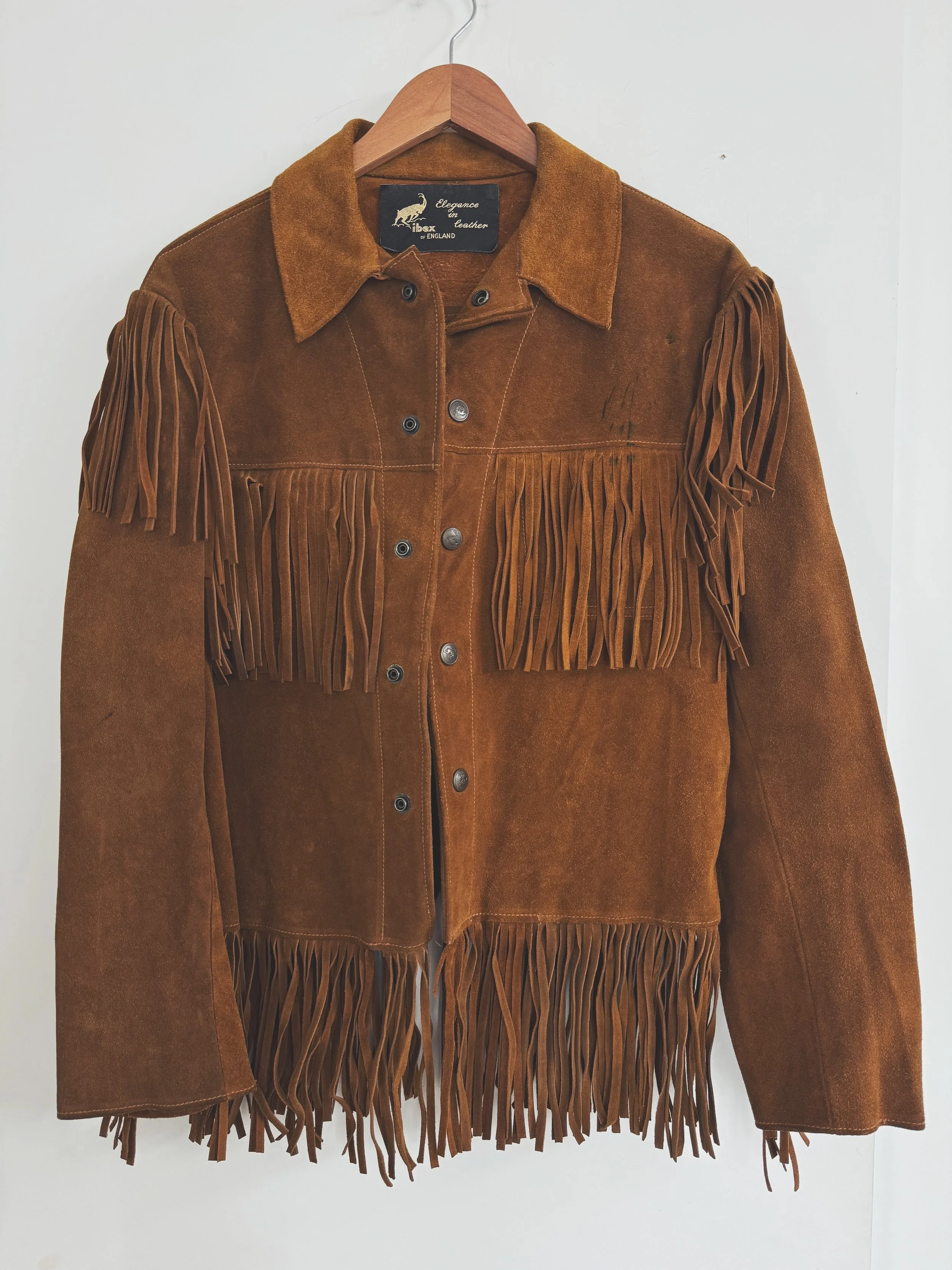 Tobacco Fringe Ibex Suede Jacket — SOSOSO