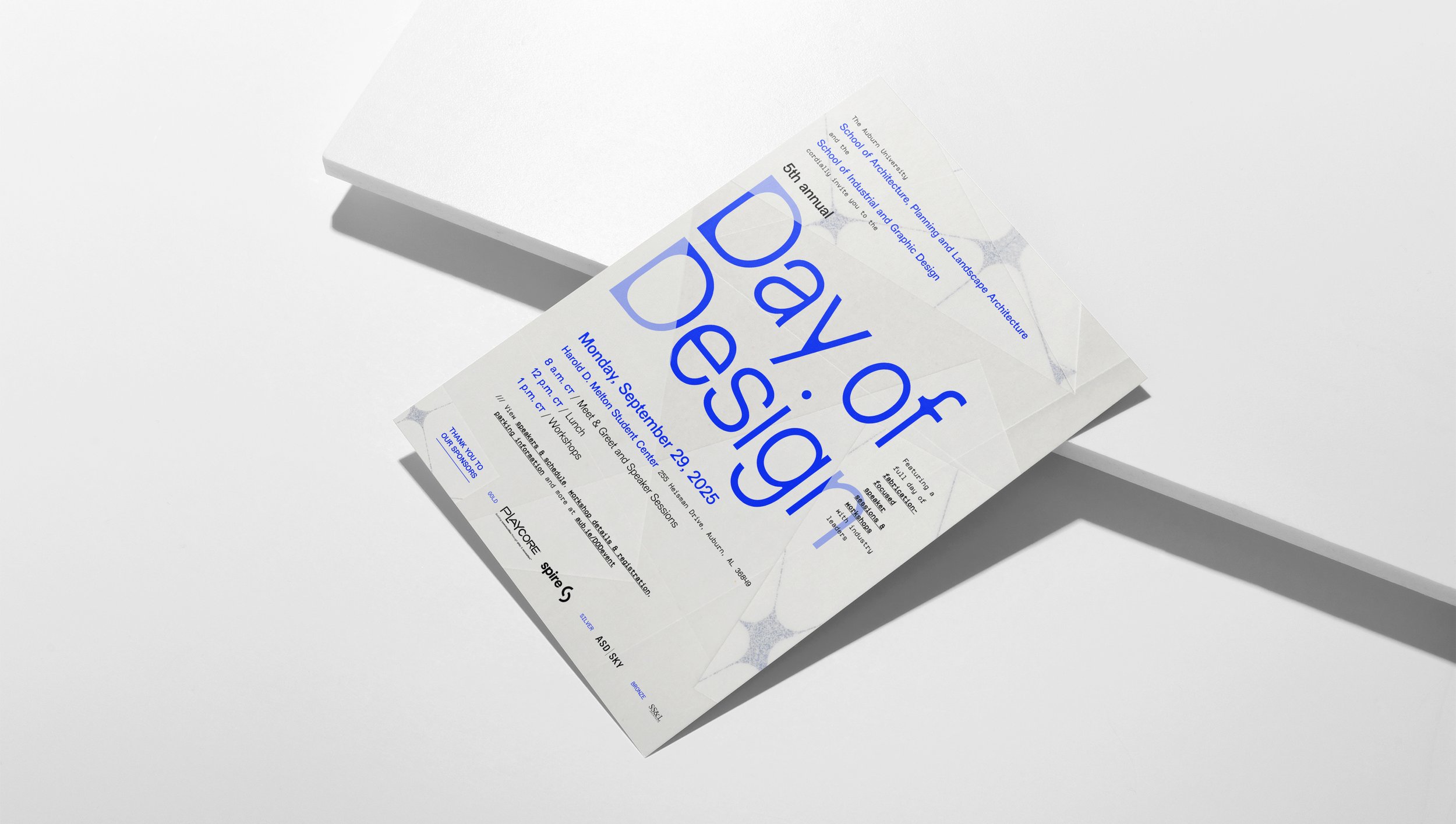  The invitation existed solely in a digital format, and the tactile qualities of vellum had to be re-created rather than relied on physically. Folded vellum was scanned and incorporated into the layout, then paired with low-opacity shapes to simulate