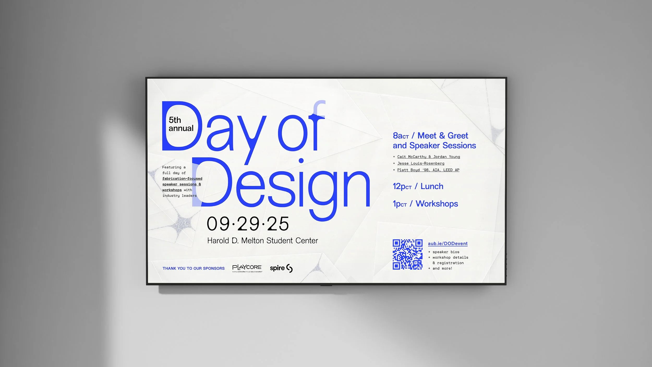  Monitor slides, on display for students the month leading up to the event, carried the same scanned-vellum approach as the invitation and social media graphics. 