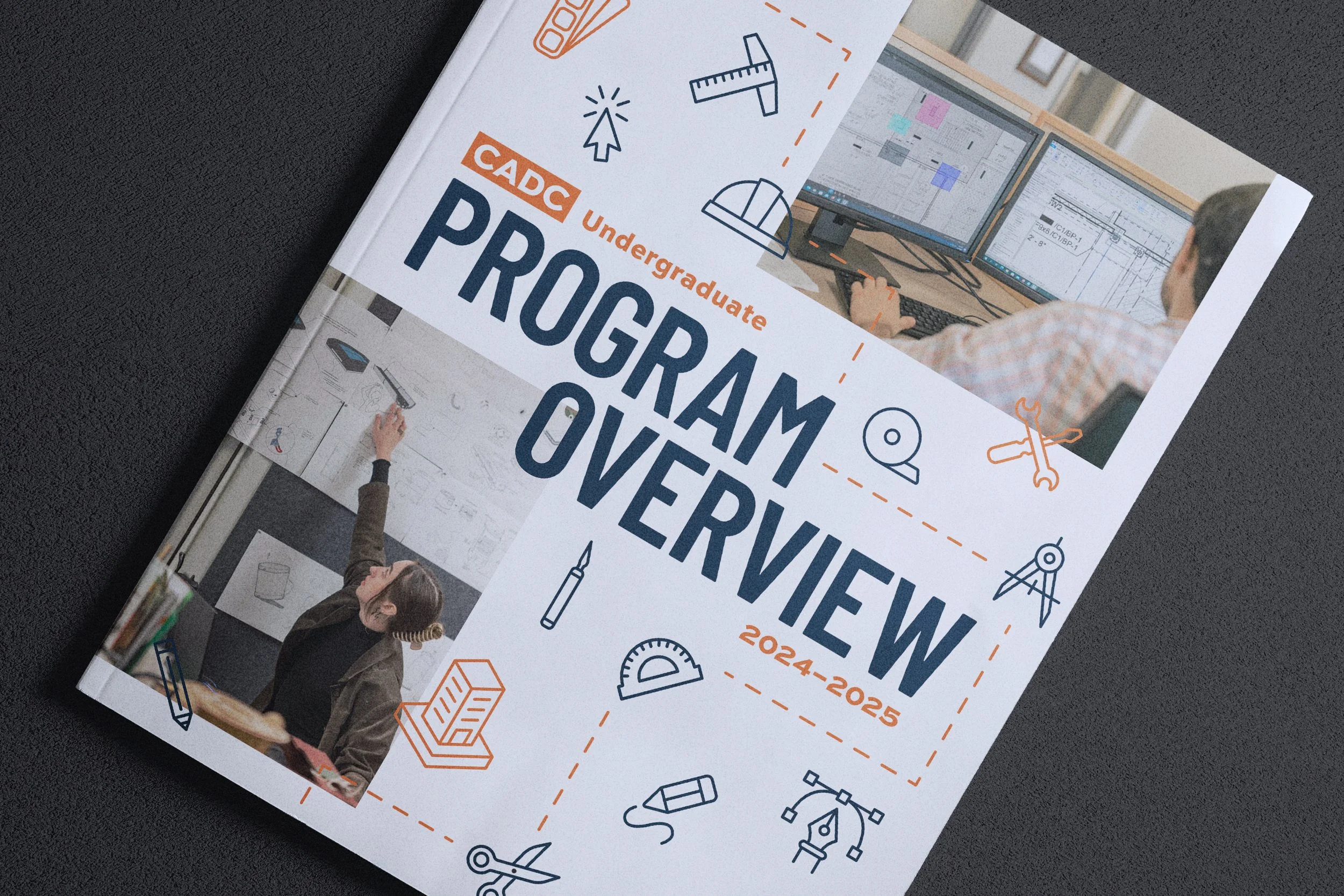   CHALLENGE  The CADC Office of Recruitment needed a clearer way to introduce prospective students to the College of Architecture, Design and Construction’s programs and opportunities. Previously, materials were assembled as large packets of individu