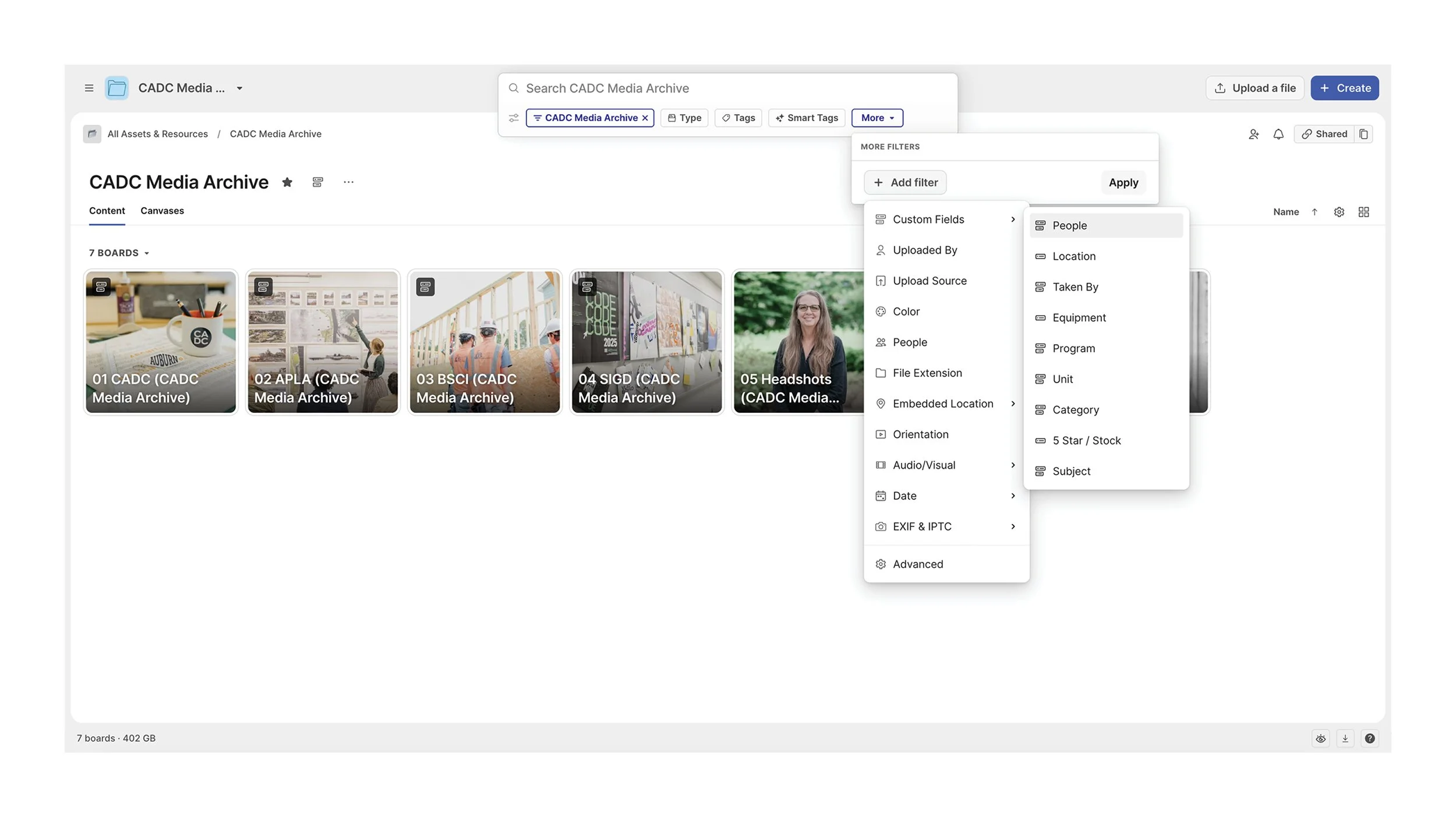   Those fields become powerful search tools, allowing users to combine filters and quickly narrow the archive to the exact assets they need.  
