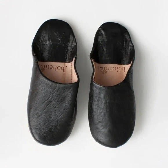 Bohemia Moroccan Slippers, Black — AVION Clothier