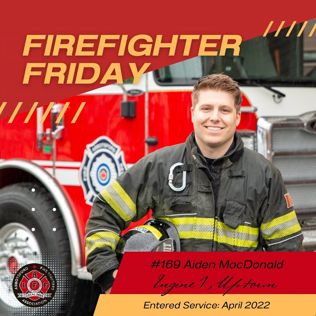 This week&rsquo;s new fire fighter introduction features Aiden MacDonald, a man with a passion for the arts, athletics, higher education, and public service.  Growing up in @thecityofabbotsford , Aiden always knew that he wanted to give back to his c
