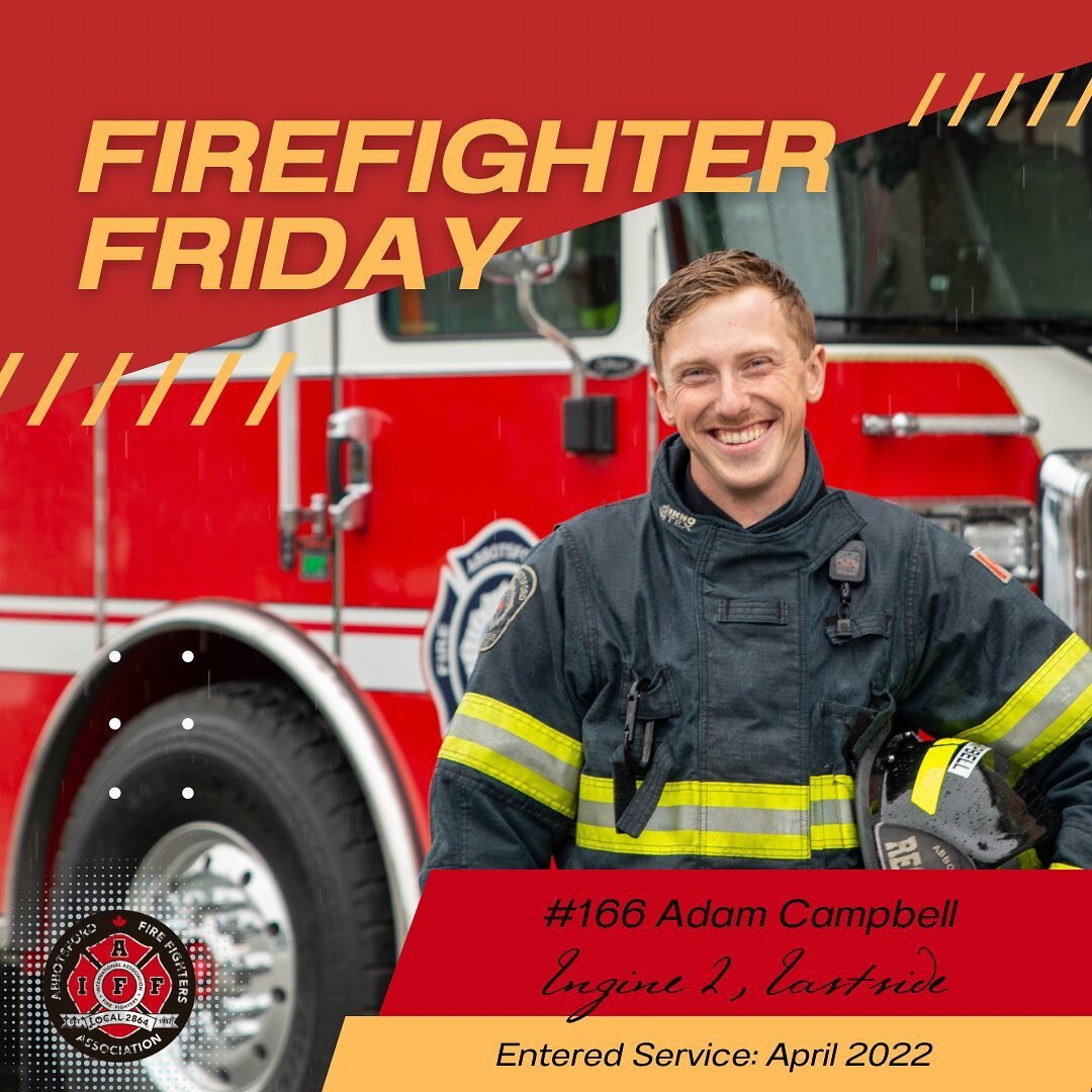 Adam joined our auxiliary ranks six years ago on a whim and fell in love with the job. He dedicated the next few years to forging a path that would lead him to a career with the @surreyfirefighters and, as of last year, back home to @thecityofabbotsf
