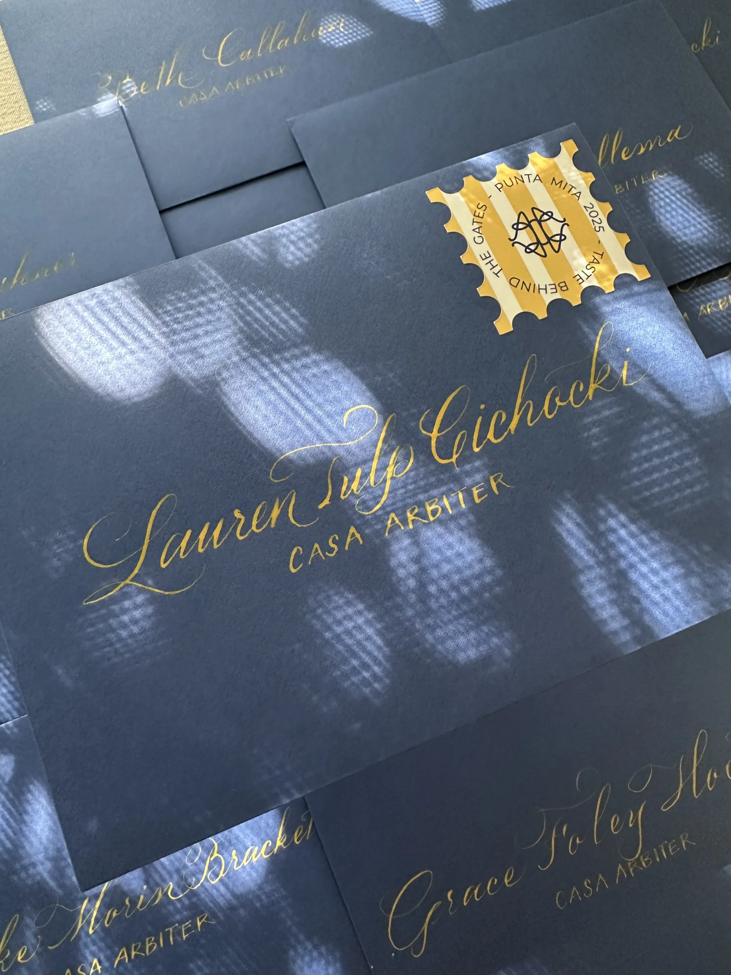 Envelopes addressed by LA calligrapher, Choi Calligraphy.