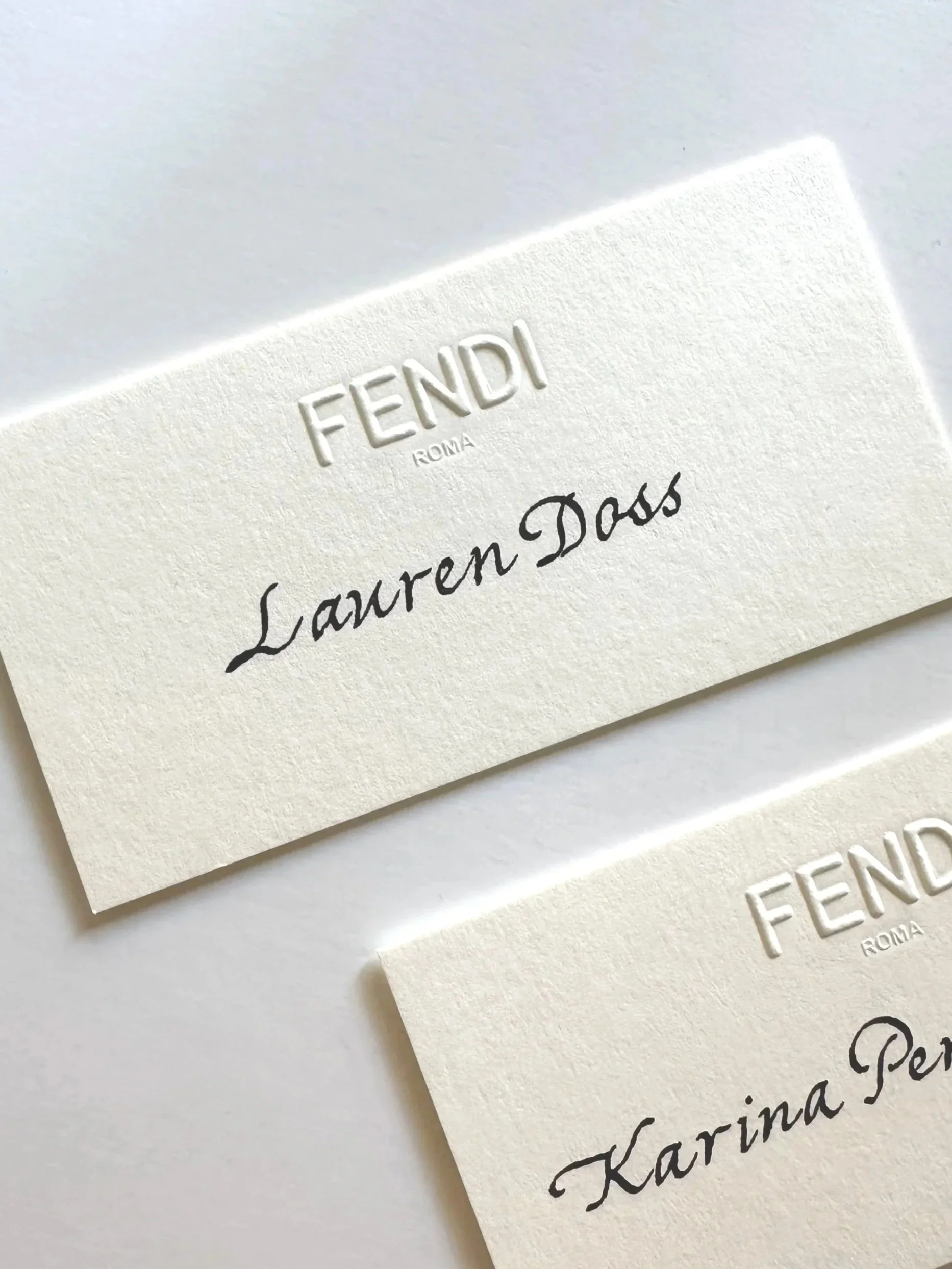 Fendi italic place card calligrapher for Los Angeles event