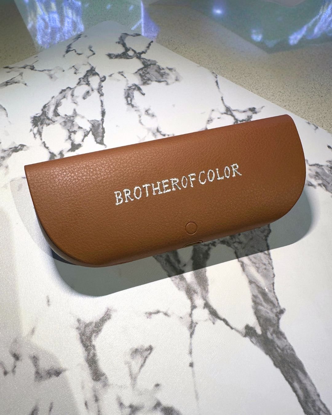 Raybans meta glasses case personalized with hot foiling by Los Angeles live event calligrapher 