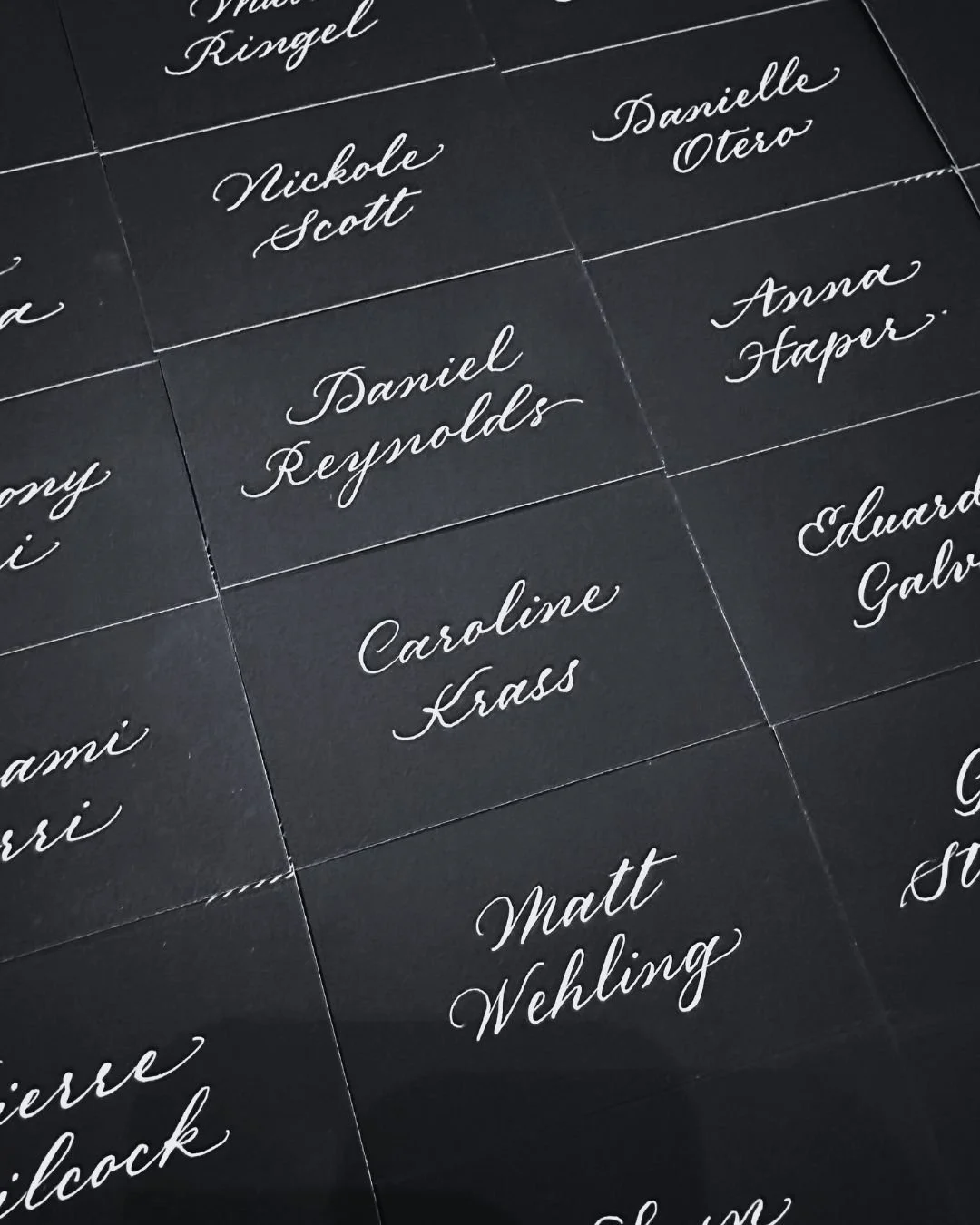 Place card calligraphy by Southern California artist Hannah Choi