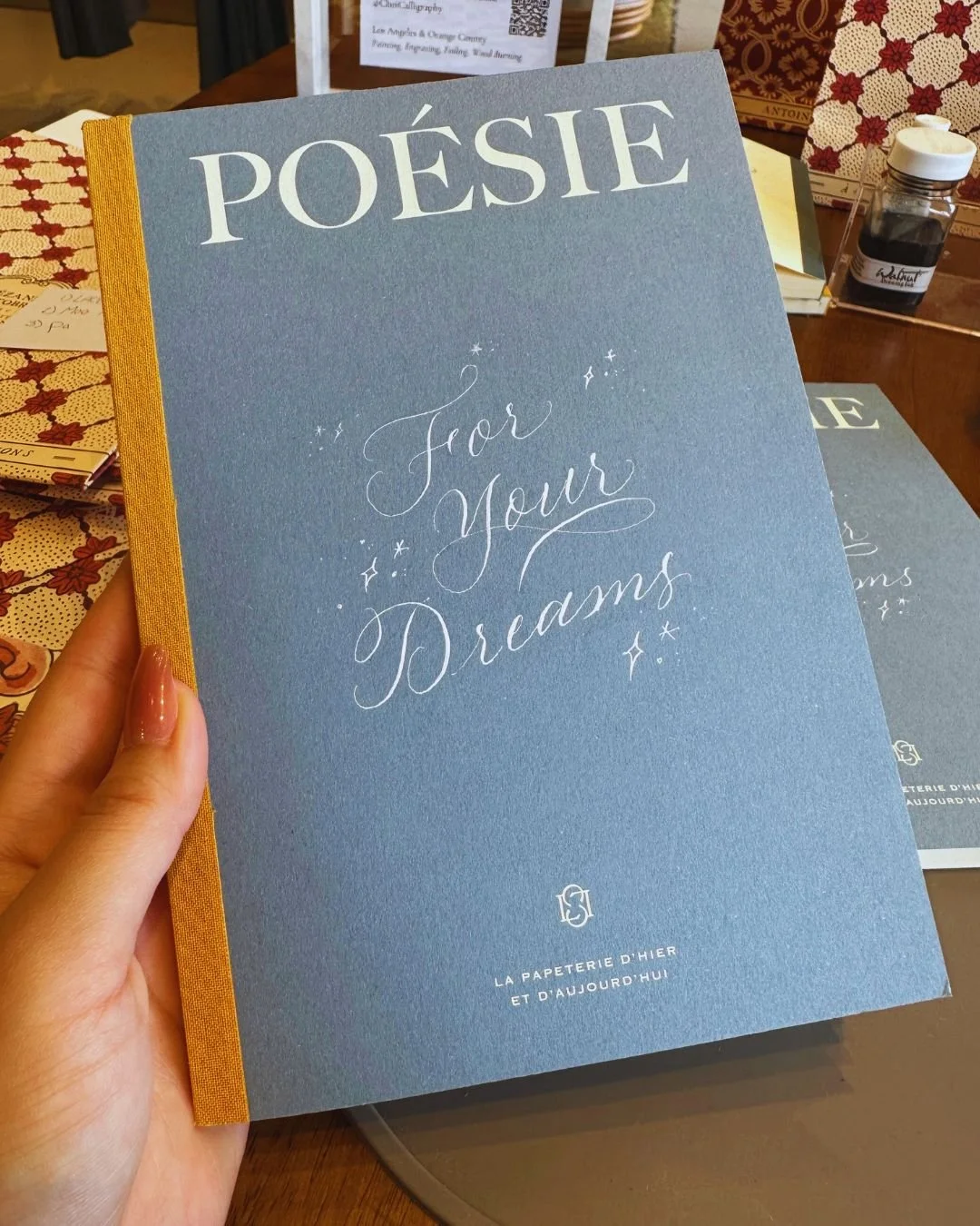 Personalized notebook cover calligraphy by LA calligraphy artist, Hannah Choi 