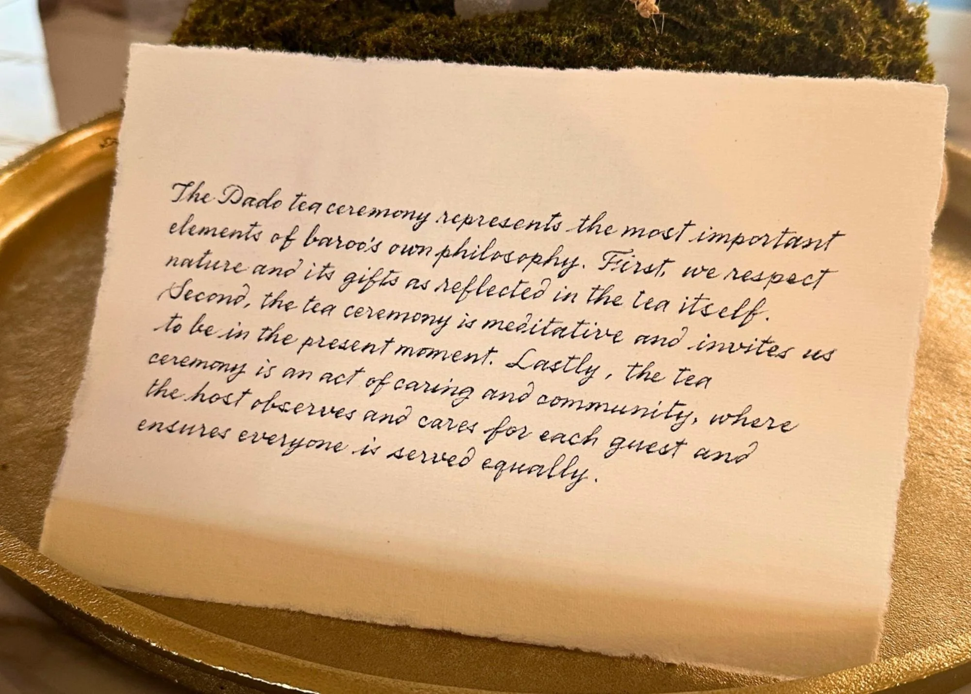 Cursive writing for culinary event in Beverly Hills, California by luxury calligrapher, Hannah Choi