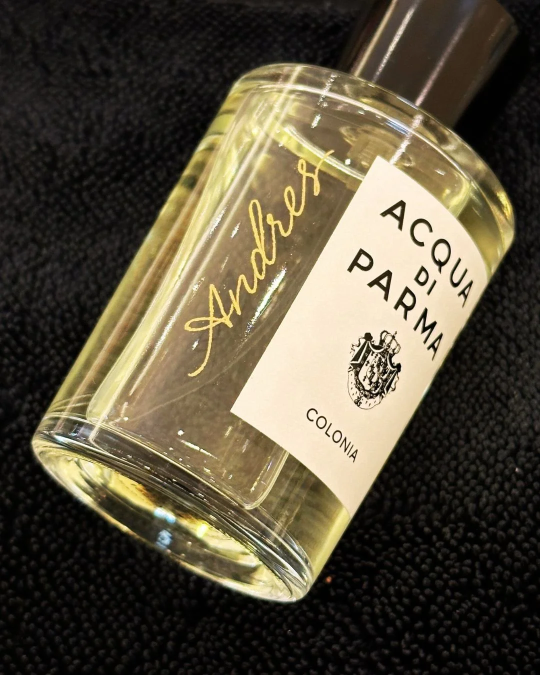 Glass bottle personalized by Los Angeles live event artist and calligrapher at Santa Anita Mall, Arcadia