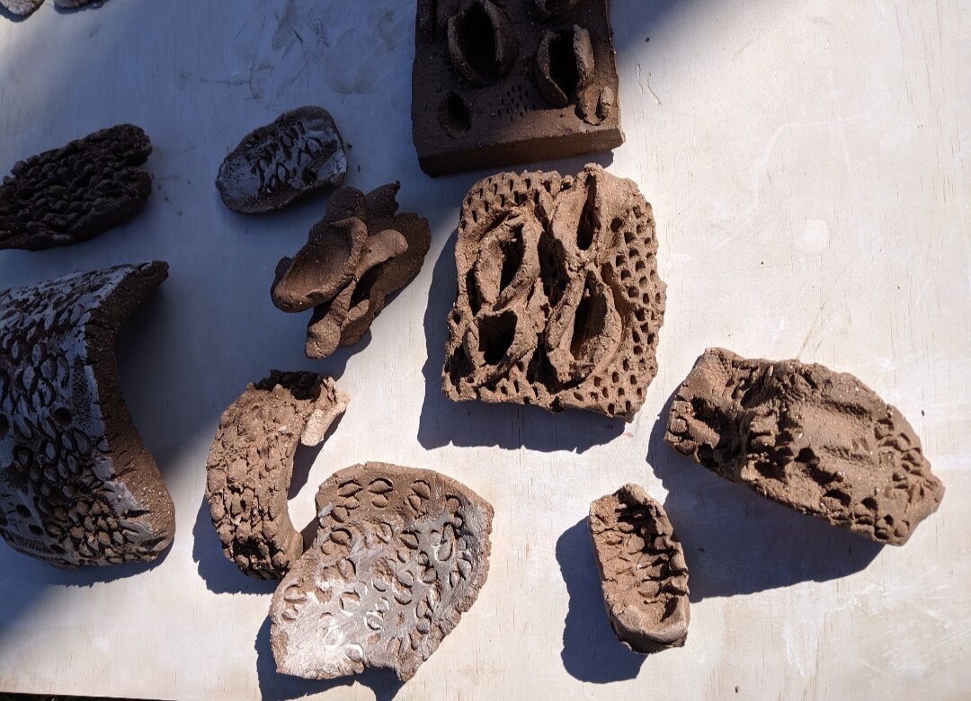  Playing with clay - found textures onsite at White Bluff, photo courtesy of Ashleigh Frost 
