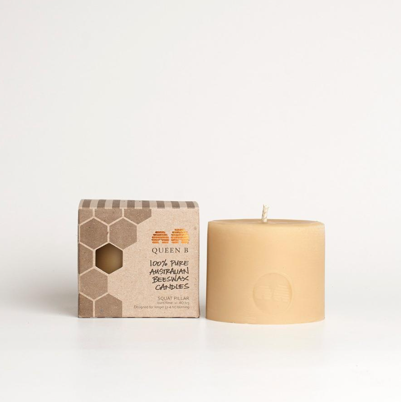 PURE BEESWAX CANDLE - SQUAT PILLAR