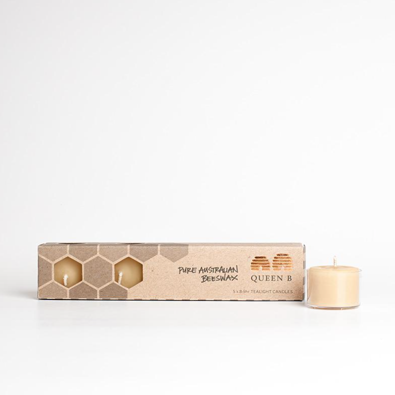 PURE BEESWAX TEALIGHTS - BOX OF 5