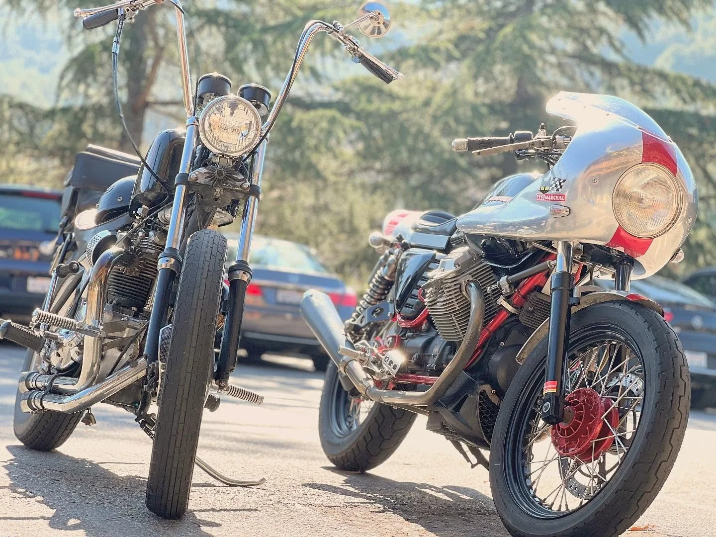 Back up in the canyon - so nice! #aircooled #triumph #motoguzzi