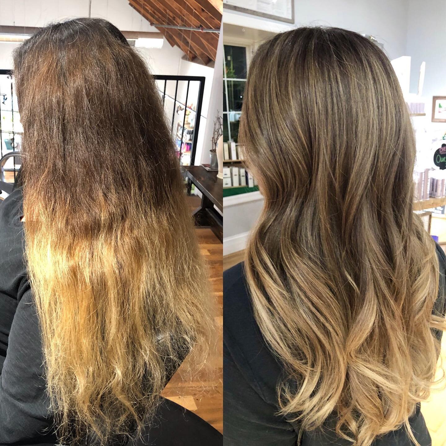 Before and after Beautiful highlights toned with soft, vanilla cream tones. Loved the end result. ❤