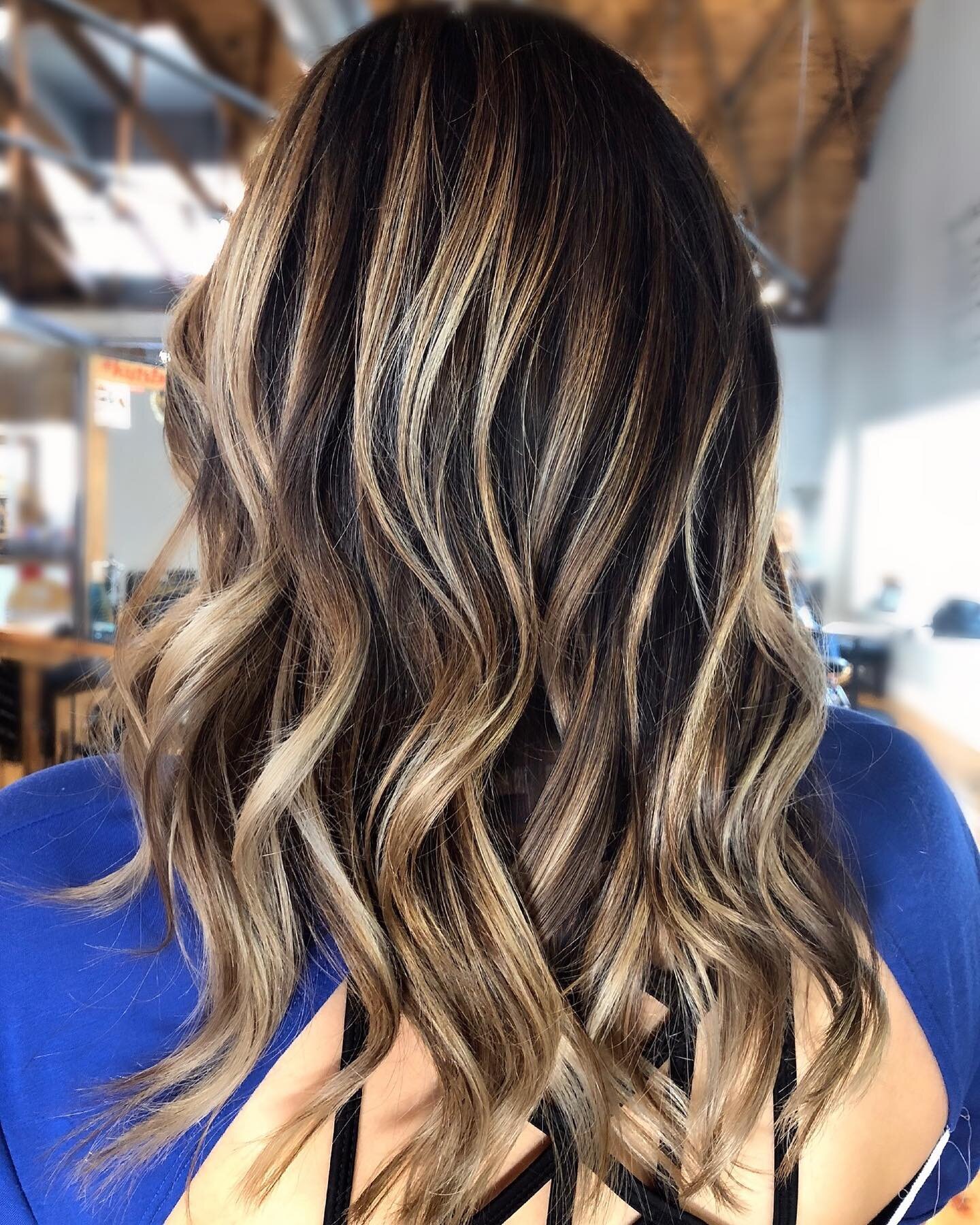 Still one of my favorites! 
Balayage with Vanilla Cream Highlights and Warm Chocolate/Caramel Lowlights.