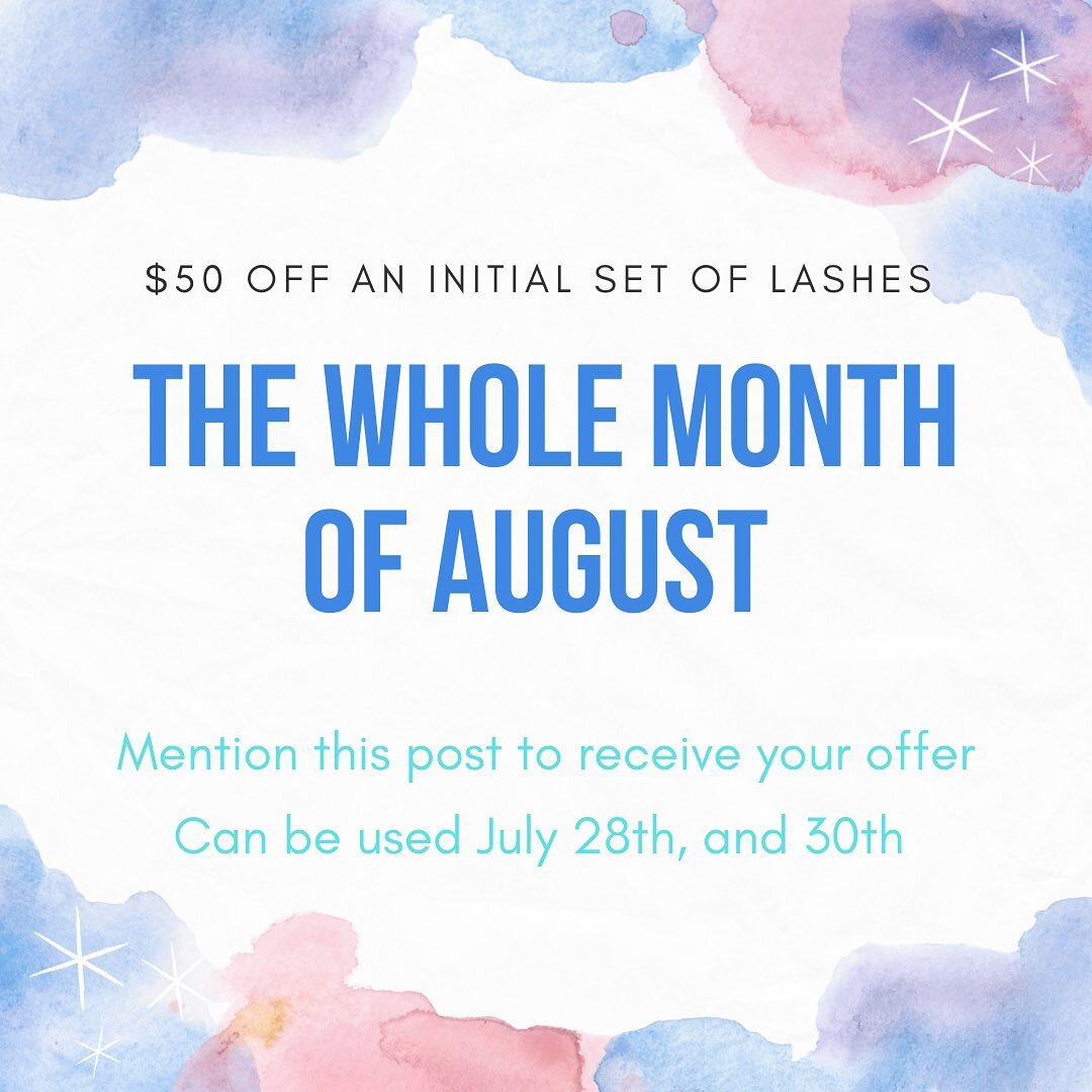 Come by and get a set of lash extensions with this discount! Book online at salonblvd.com or feel free to call the salon at (314) 733-5488 or you can message me personally