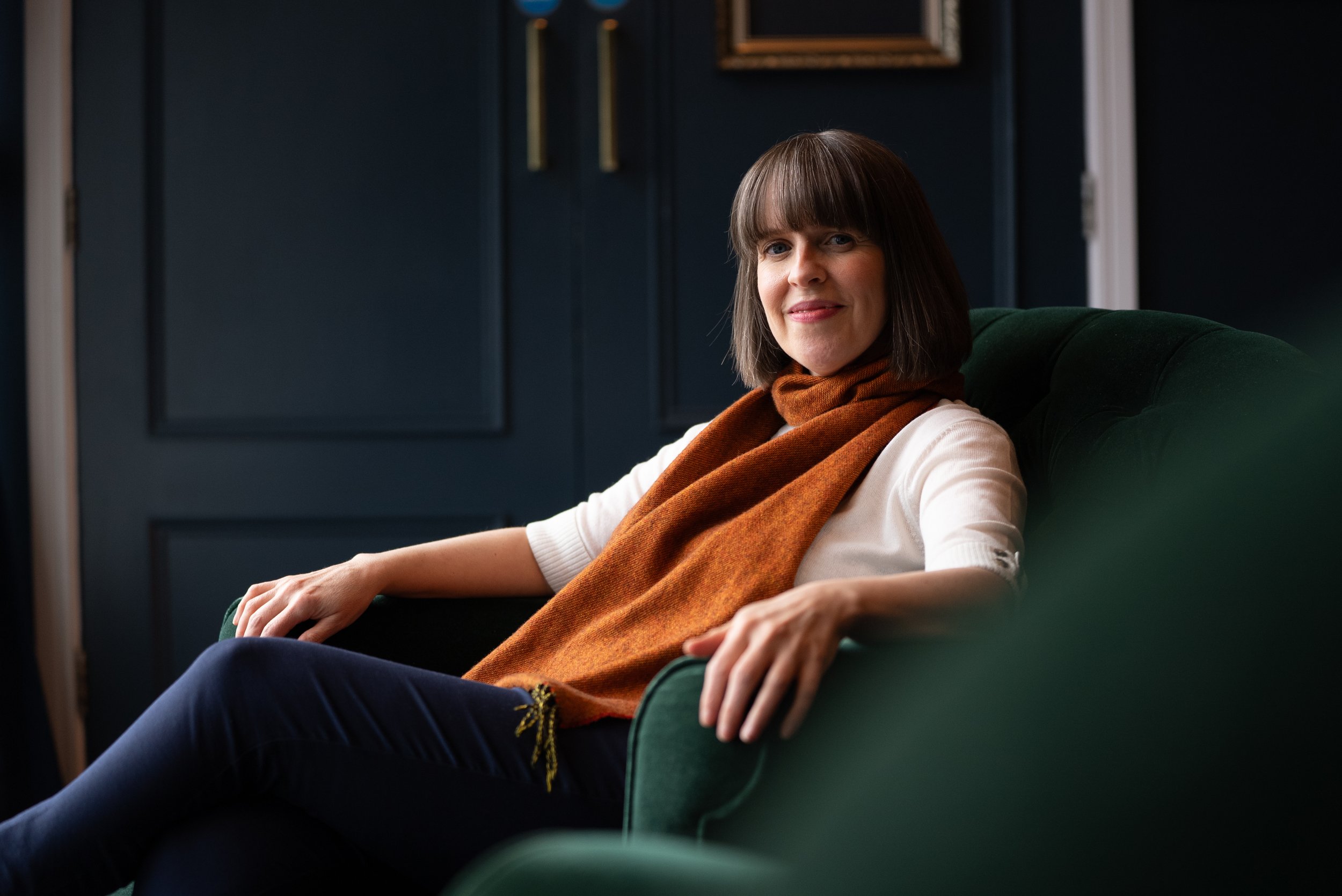 Green chair with blu background author choice.jpg